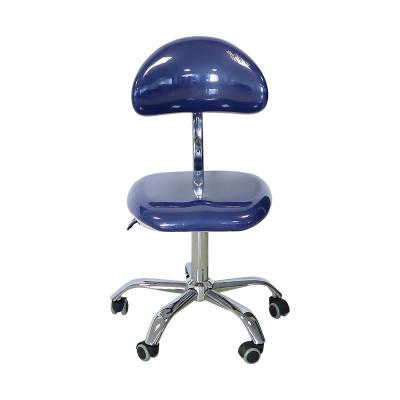 China Beautiful Blue Color Metal Dentist Medical Ergonomic Stool Dental Assistant Stool For Clinic With Plating Legs Wheel For Dental Chair for sale