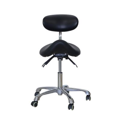 China Metal Aluminum Alloy Black Color Economic Chair Dental Medical Electric Dentist Saddle Seat Auxiliary Stool For Clinic With Backrest for sale