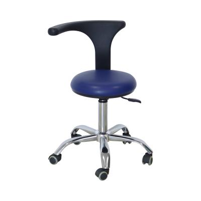 China China Supply Metal Dentist Assistant Adjustable Stool Useful Blue Dental Hospital Stool Dentist Chair With Backrest Plating Legs for sale