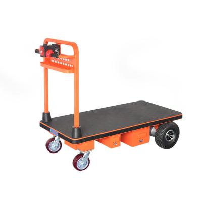 China Moving Objects Factory Electric Platform Cargo Flat Carts Warehouse Industrial Power Hand Cart Four Wheels For Material Handling for sale