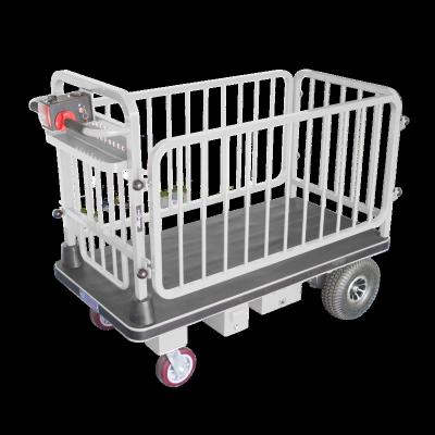 China Moving Objects Outdoor Heavy Duty Electric Trolley With Guardrail Logistics Hand Trolley Cart for sale