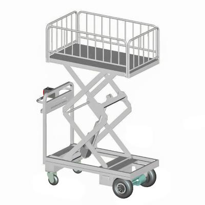 China Industrial NK 112 Electric Hand Lift Transfer Trolley with Guardrail Outdoor Cargo Platform Trolley Workshop Lifting Hand Truck for sale