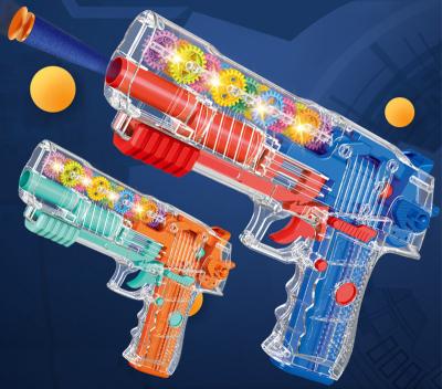 China Toy TikTok Pistolas De Juguete Electric Electronic Toys Transparent Battery Operated Gun Toys Electric Vibration Speed ​​Gun With EVA Soft Bullet for sale