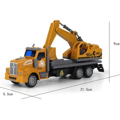 China Toy Hot Sale Metal Long Head Engineering Diecast Excavator Truck Pull Back Diecasts Alloy Toy Cars Metal Vehicle Toys For Kids Boys for sale