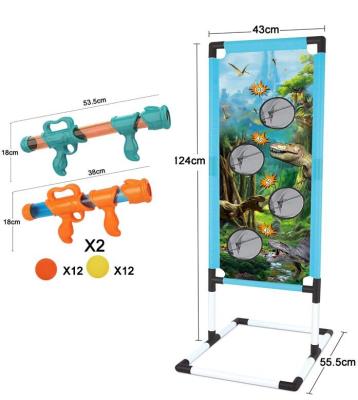 China Double Pump Pneumatic Shooting Set Firearm Foam Ball Push Button Air Guns and Shooting Game Toy Air Powered Toy Guns Shooting Targets Set for Kids for sale