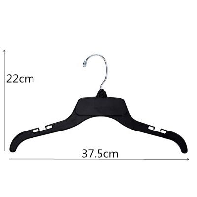 China Kids 14.6-Inch Eco-Friendly Material Strong Durable Women Clothes Hanger Black Plastic Wholesale for sale