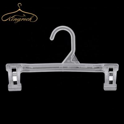 China 10 Inch Space Saving Material Eco-friendly Clear Transparent Women's Skirt Non Slip Sturdy Clip Plastic Bottom Pants Hanger for sale