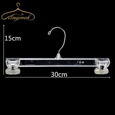 China Eco-friendly 12-Inch AE6212 Adult Clear Plastic Bottom Hanger With Clips for sale