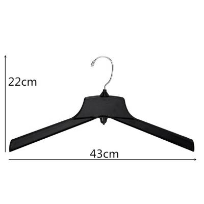 China Sturdy King Rock Brand 17-Inch 3328/29 Black Plastic Overcoat Coat Hanger High Quality Low Price Eco-friendly Material for sale