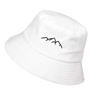 China Summer Spring Mountain Embroidery Fixed Bucket Hat Cotton Casual Fishermen Hat With Custom Logo Unisex for sale