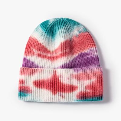 China COMMON 100% Velvet Jacquard Beanie Hat With Custom Logo Embroidery Knitted Tie Dye Winter Hats For Female for sale