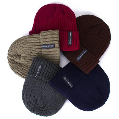 China COMMON high quality cotton custom knit beanies with thicker wool inside for sale