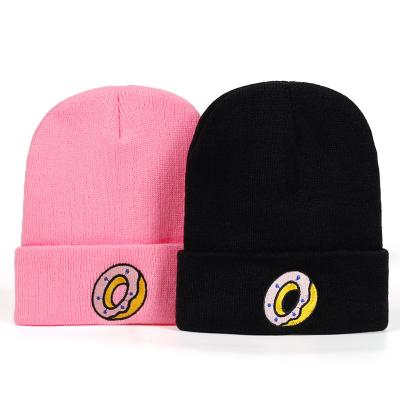 China Donut JOINT Embroidery Warm Winter Hats With Logo Cotton Soft Warm Custom Knit Hat Mens Womens Beanie Hat for sale