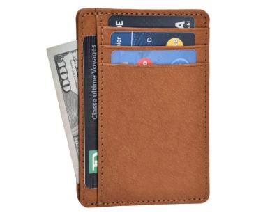 China Men Slim Leather Wallet Card Case RFID Blocking Smart Minimalist for sale