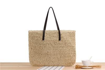 China CROSS-BORDER NEW LARGE CAPACITY CASUAL STRAW BAG JAPAN AND SOUTH KOREA SHOULDER BAG SOLID COLOR HAND-WOVEN BAG SEN for sale