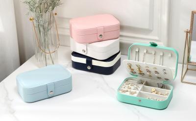 China JEWELRY STORAGE BOX SINGLE-LAYER NECKLACE EARRINGS RING PU JEWELRY BOX AMAZON PORTABLE JEWELRY BOX HOUSEHOLD JEWELRY BOX for sale