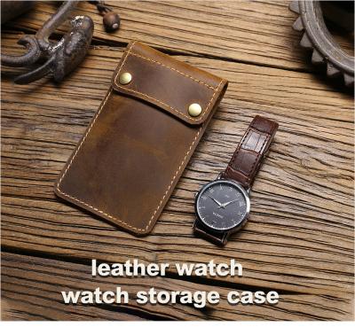 Κίνα CROSS-BORDER RETRO CRAZY HORSE LEATHER WATCH BAG CONVENIENT CREATIVE LEATHER WATCH STORAGE HOLSTER προς πώληση