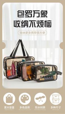 Cina TRANSPARENT PVC STORAGE BAG PORTABLE INTERNET CELEBRITY PORTABLE WATERPROOF TOILETRY BAG COSMETICS MULTI-FUNCTIONAL LARG in vendita