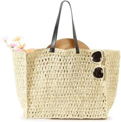 China HERALD LARGE HANDMADE STRAW TOTE HANDBAG FOR WOMEN, SUMMER BEACH WEAVING CHIC WOVEN SHOULDER PURSE BAGS FOR TRAVEL for sale