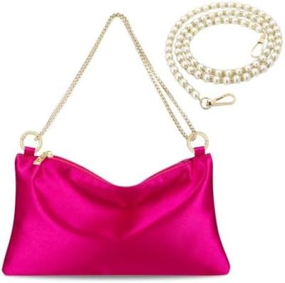 Chine Women’s Satin Evening Bag Clutch Purse Handbag for Women Wedding Shoulder Bag with 2 Chains for Formal Cocktail Party à vendre