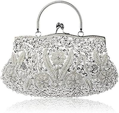 China TMORE BEADED SEQUIN DESIGN FLOWER EVENING PURSE LARGE CLUTCH BAG for sale