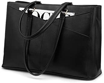 China LAPTOP TOTE BAG FOR WOMEN 15.6 INCH WATERPROOF LEATHER COMPUTER BAGS BUSINESS OFFICE WORK BRIEFCASE BLACK for sale