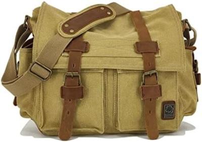 Chine VINTAGE SECHUNK en cuir militaire toile L'ordinateur portable sac messager sacs moyen à vendre