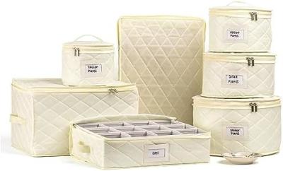 China CHINA STORAGE CONTAINERS QUILTED. 7PC DISHES STORAGE KIT WITH 48 CUT-TO-SIZE FELT INNERS. FINE CHINA STORAGE, PLATE for sale