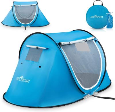 China Abco 2-Person Pop Up Tent - Portable Cabana with 2 Doors, Water-Resistant and UV Protection, Carrying Bag - Sky Blue Te koop