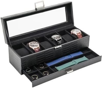 China ProCase Watch Box Organizer for Men, 6 Slot Watch Display Case with Drawer, Father's Day Gift Mens Watch Holder Watch for sale