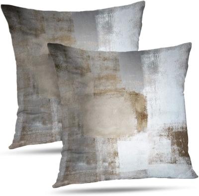 China Set of 2 brown art pieces Contemporary decor Gray Home decor Hug pillowcase Pillow case 18X18 inches for sale