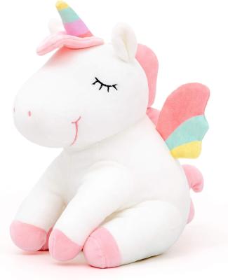 China Lazada Unicorn Stuffed Animal Plush Toys Girls Gifts with Rainbow Wings White 12 Inches for sale