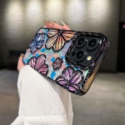 China iPhone 12 Pro Max Case 6.7 Inch,Clear 3D Flower Phone Case for Women Girls Luxury Plating Floral Case Cover Aesthetic for sale