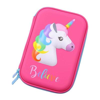 China ODM 60Pcs Unicorn EVA Pencil Case 3D Printing Logo Pink Color for sale