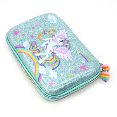 China Sequin PU Leather EVA Pencil Box 600D Hard Pencil Case With Zipper for sale