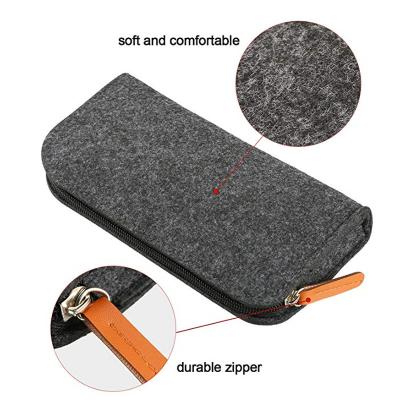 China Reusable 3mm Felt EVA Pencil Case Dark Grey Nylon Pencil Pouch for sale