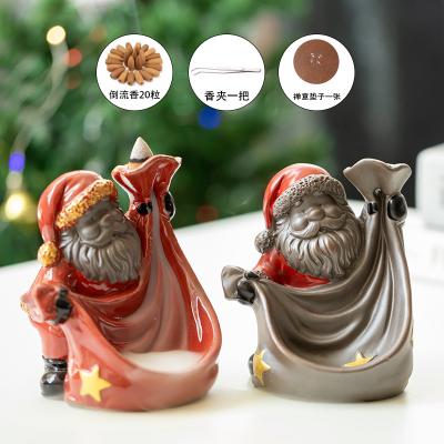 China Portable Ceramic Incense Snowman Christmas Backflow Censer Holder Chinese Hot Sale New Design for sale