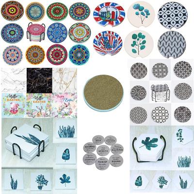 China Viable Wholesale Round Coffee Absorbent Marble Coasters For Drinks Cup Mat Custom Table Pads for sale