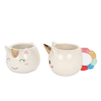 China Cheap Viable Ceramic Unicorn Mugs Cartoon Animal Milk Coffee Mug For Gift Mug for sale