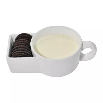 China Sustainable Ceramic Cookie Cups Coffee Cookies Milk Dessert Cup Tea Bottom Storage Cups for sale