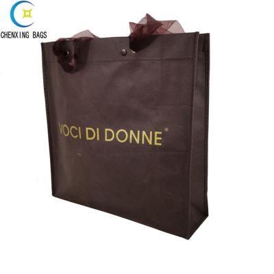 China 100% Recycle China Wholesale Promotional Reusable Brown Printed Non Woven Fabric Tote Bags for sale