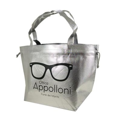 China 100% Eco-friendly Fashion Glasses Women Drawstring Backpack Bag Silver Colors for sale