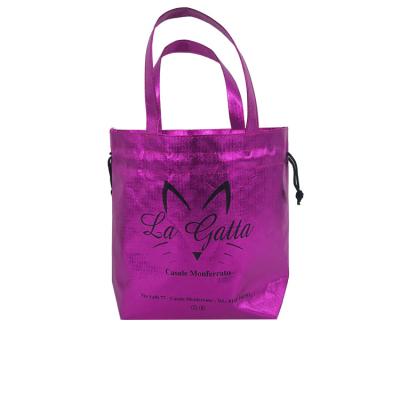 China 100% eco-friendly custom printed pink logo hotsell fashion suction string bag metallic pouch bags for shoes for sale