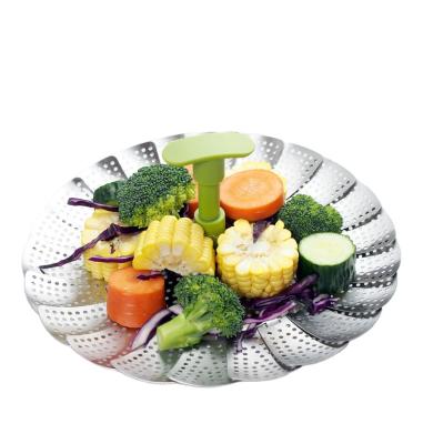 China New Design Sustainable 3 Inch 1 11 Inch Stainless Steel Expandable Seafood Vegetable Steamer Basket Tray for sale