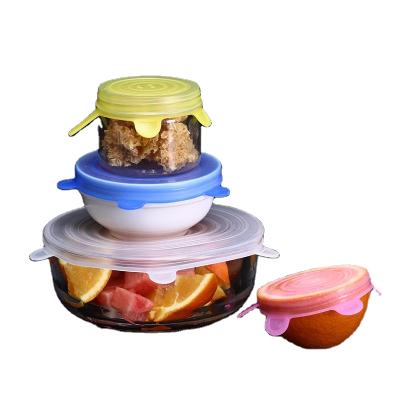 China Sustainable Sustainable Food Grade Kitchen 6 Piece Durable Flexible Silicone Food Fruit Stretch Lids for sale