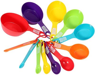 China Viable 12 Pcs Measuring Cups And Spoons Set Color Measuring Cups Plastic Measuring Cups Stackable For Measuring Dry And Liquid for sale