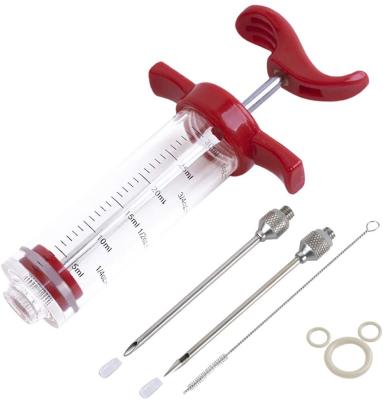 China Sustainable Amazon Customized Plastic Private Label Marinade Turkey Injector Syringe With Meat Screw Needle For BBQ Grill for sale