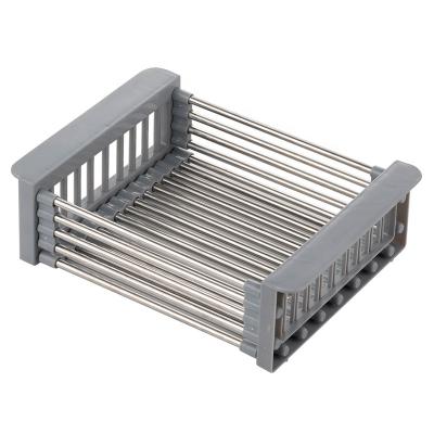 China Stainless Steel Telescopic Rack Kitchen Sink Organizer Drainage Rack Dropshipping Retacable Filter Basket Viable Drying Rack for sale