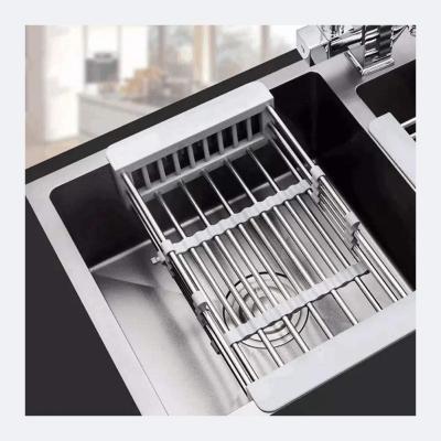 China Factory Viable Hot Selling Multifunctional Fruit Kitchen Metal Over Sink Drain Storage Stainless Steel Dish Drain Rack for sale