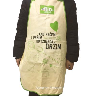 China Eco - Friendly Custom Promotional Women Apron Adult Kitchen Cotton With Logo for sale